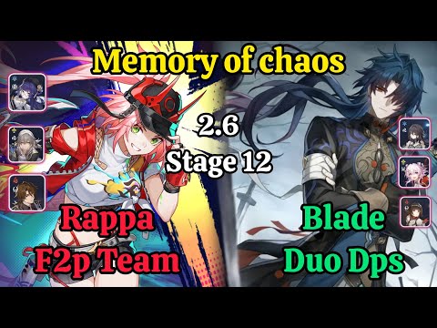 E0S0 Rappa f2p Team & E0S0 Blade Duo Dps Memory of chaos stage 12 clear / honkai star rail