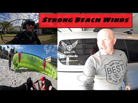 Strong Beach Winds: Flying Paramotor Indiatlantic-By-The-Sea, Florida #Fly #Paramotor #adventure