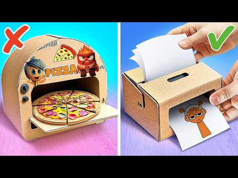 DIY Cardboard Pizza !? 🍕 *We Made Rainbow Inside Out 2 Cake*