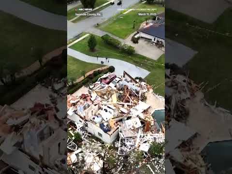 Drone video shows damage from a tornado in Florida