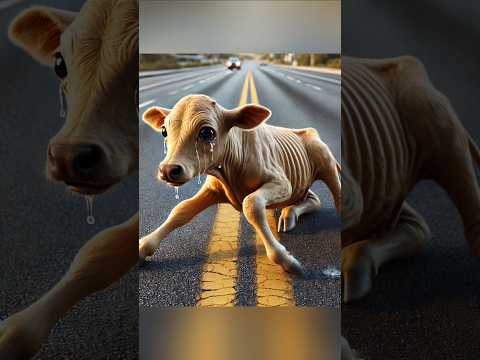 ये बेचारी बछड़ा भूख प्यास से रोड पे तड़प रहा था 😱 mind blowing creators #cow #cowvideos #cows #cute