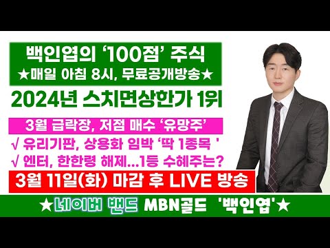 [백인엽 매니저]3월 급락장, 저점 매수 ‘유망주’ 공개(#유리기판 #필옵틱스 #엔터 #한한령 #디어유 #YGPLUS)