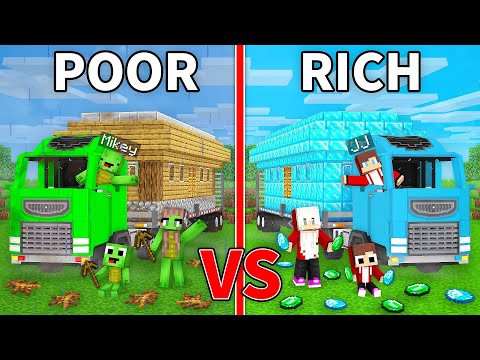 Mikey's POOR Truck vs JJ's RICH Truck Survival Battle in Minecraft - Maizen