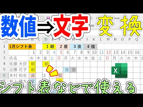 【Excel】数値を文字に変換｜シフト表作成に役立つ！