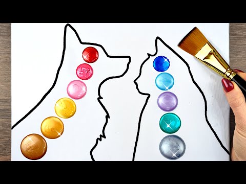 Easy Cat & Dog Scenery Acrylic Painting For Beginners