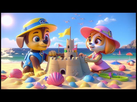 SKYE & CHASE Play on the Beach!! Very Funny Story | Paw Patrol Ultimate Rescue | Rainbow 3