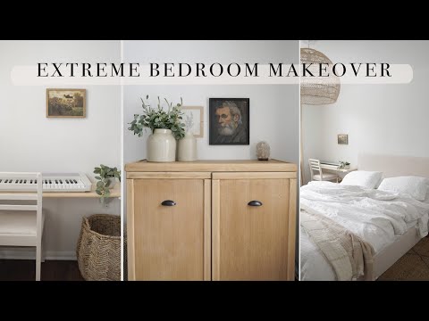 DIY EXTREME BEDROOM MAKEOVER - RENTAL MADE HOME /ep.10  (antique store finds - before & after)