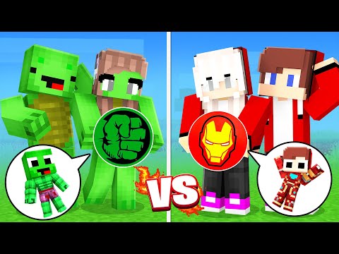 JJ Pregnant Family with Iron Man vs Mikey Pregnant Family with Hulk Challenge in Minecraft - Maizen