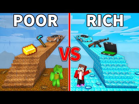 JJ's DIAMOND Bridge vs Mikey's DIRT Bridge Survive Battle in Minecraft - Maizen