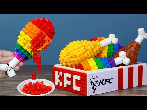 Epic World’s Best Extra Crispy LEGO RAINBOW Fried Chicken RECIPE IRL LEGO Fat Food 🍗