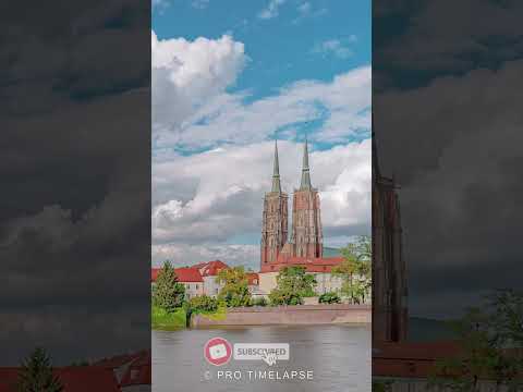 WROCLAW, ODRA river and SKY, Time Lapse #shorts