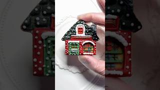 🎄Christmas house cookie decorating with royal icing #cookiedecorating #christmas #satisfying