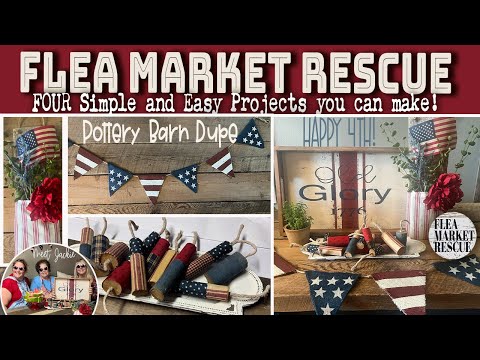 PATRIOTIC 4th of JULY DIY TRASH TO TREASURE THRIFT FLIP CRAFT PROJECTS 2024