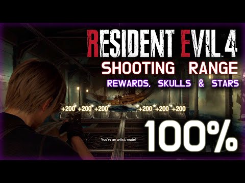 RESIDENT EVIL 4 (2023) - SHOOTING RANGE 100% - All Rewards, All Stars, All Skulls