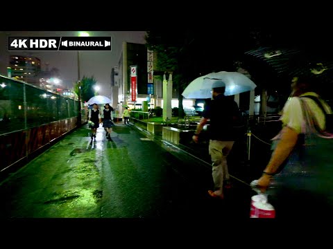 [ASMR] Rainy Night in Ayase, Japan : 4K/HDR Walk in Quiet Suburbs | Relaxing Natural City Ambience