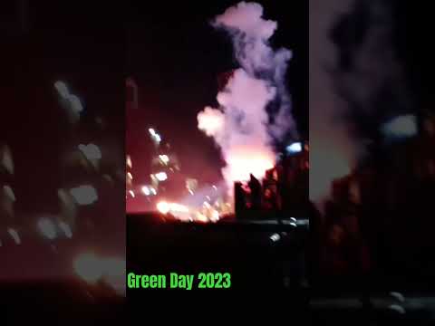 Back stage view of Green Day 2023 halftime show