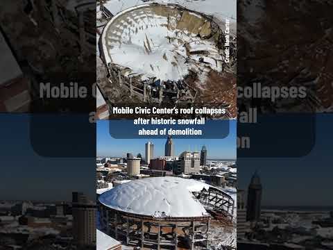 The roof of the Mobile Civic Center in south Alabama collapsed due to the weight of excessive snow.