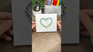 Best Art Trick - Heart Art 💙💛 #creative #ytshorts #art #kidsart #shortviral