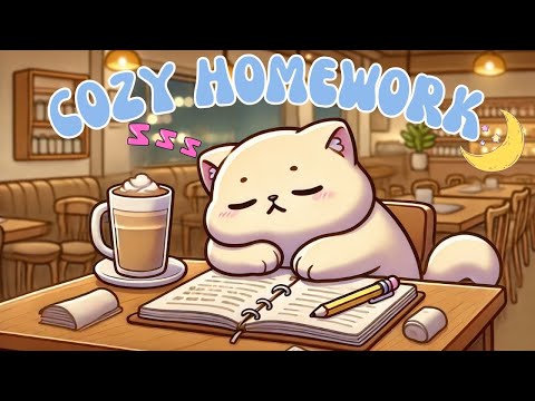 Cozy Homework in Cafe ☕ | 1 Hour Chill Lofi Beats 🎶 | Relaxing Study & Focus Music