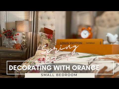 Decorate Bedroom with me for Spring | Pop of Orange Decor Haul