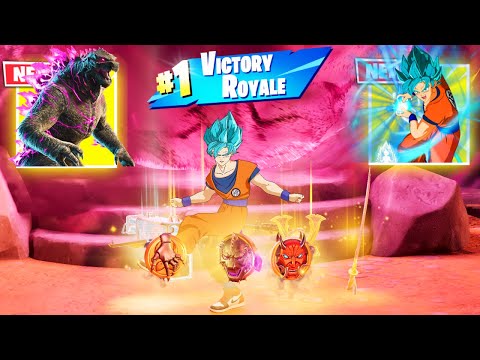 GOKU SUPER SAIYAN BLUE vs "GODZILLA PORTAL" 3 NEW MEDALLIONS & MYTHIC’S CHALLENGE (FortniteChapter6)