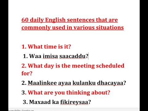 30 Daily Use of " What " English Sentences | Ku Baro Luuqada Englishka af Somali