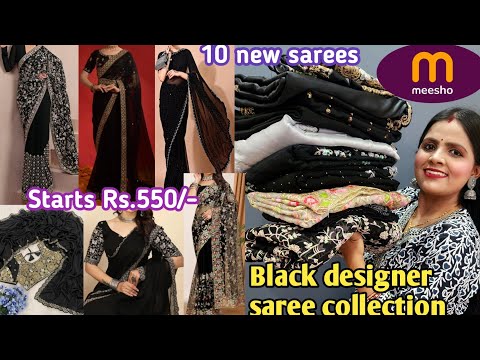 Meesho Huge 😱 Designer Saree Haul/Black Sarees/Designer & Party wear/Meesho Haul