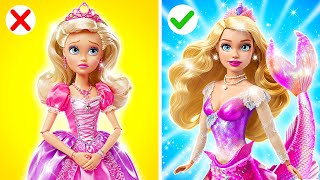 From DOLL 👗 to MERMAID 🧜‍♀️ Extreme Doll Gadgets & Easy Crafts for Epic Makeovers!