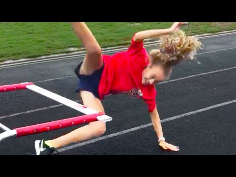 GIRL FALLS OVER HURDLE | GIRL FAILS