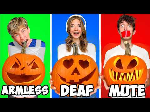 Armless, Deaf, Mute, Pumpkin Carving Challenge!