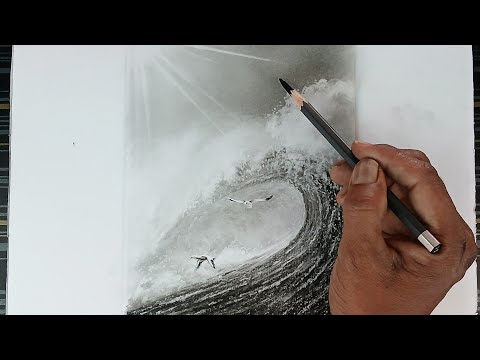 How to draw landscape scenery with pencil step by step .