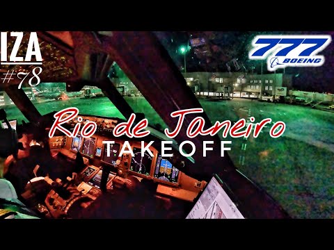 B777 GIG 🇧🇷 Rio de Janeiro | TAKEOFF 15 | 4K Cockpit View | ATC & Crew Communications