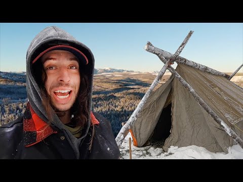 -30°C Camping in Old Canvas Wall Tent