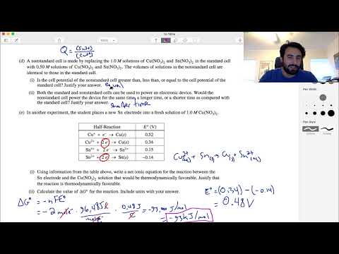 AP Chemistry Long Answer Question 6 (Galvanic Cells)