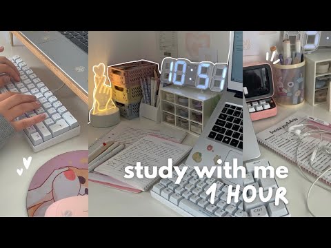 Study with me (1 hour) 💫 relaxing rain + lofi, mechanical keyboard asmr, bg sounds, progress bar