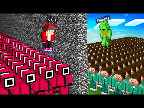 JJ’s SQUID GAME GUARDS Army vs Mikey’s PLAYERS Army in Minecraft! (Maizen)