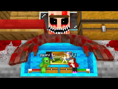 JJ and Mikey Build TINY BASE Under SCARY VILLAGER in Minecraft - Maizen