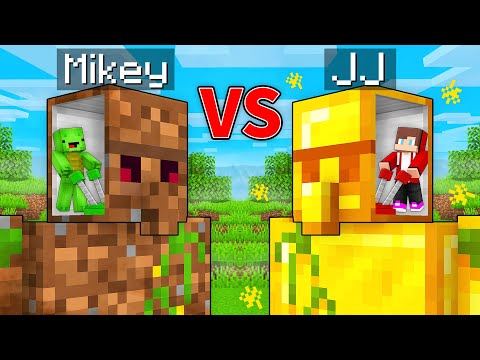 JJ's RICH Gold Golem vs Mikey's POOR Dirt Golem Survive Battle in Minecraft - Maizen