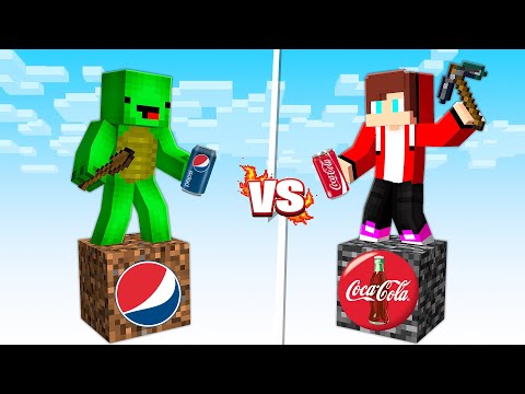 JJ On COLA ONE BLOCK Vs Mikey On PEPSI ONE BLOCK In Minecraft - Maizen