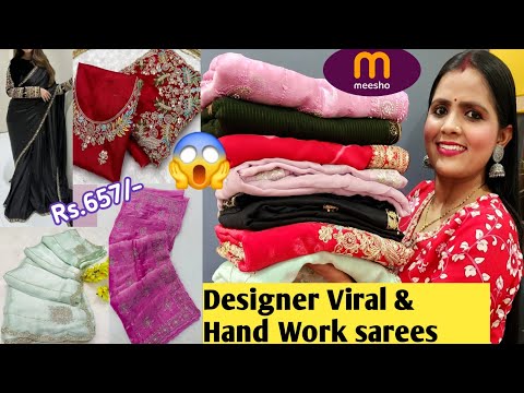 Meesho Wedding special saree haul / Jimmy choo / Handwork Saree / Instagram viral saree