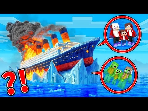 JJ and Mikey Survive SHIP CRASH Into ICEBERG in Minecraft - Maizen