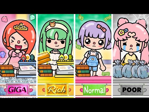 Poor, Normal, Rich and GiGa Rich in School | Toca Life Story |Toca Boca