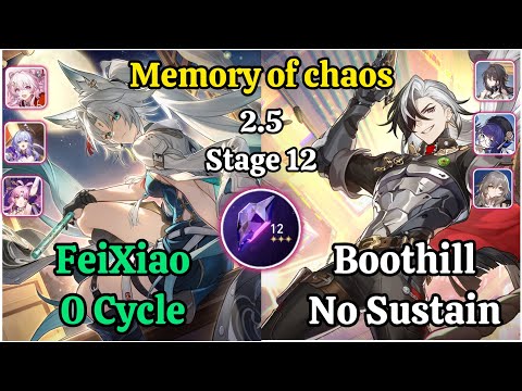 E0S0 FeiXiao 0 Cycle & E0S0 Boothill No Sustain Memory of chaos stage 12 Clear/ Honaki star rail