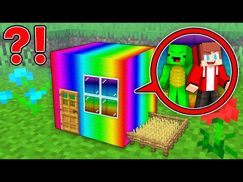 Mikey and JJ Built Secret HOUSE in RAINBOW Block in Minecraft (Maizen)