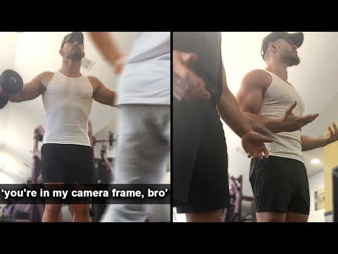 Gym Bully Acts "Tough" And Threatens Man For Walking Infront Of Camera...