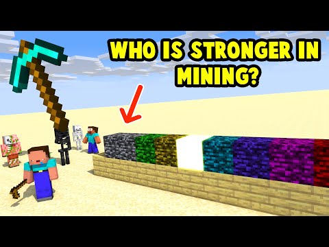 Monsters & Herobrine : WHO IS STRONGER IN MINING - Minecraft Animation