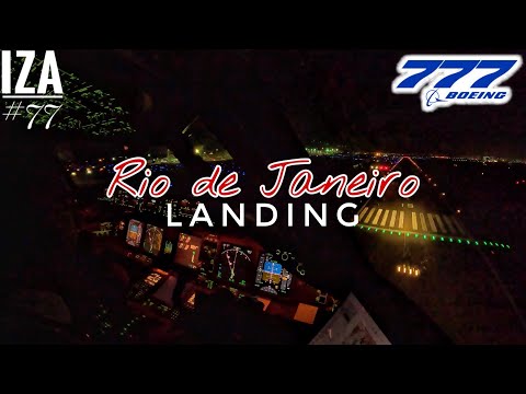 B777 GIG 🇧🇷 Rio de Janeiro | LANDING ILS 15 | 4K Cockpit View | ATC & Crew Communications