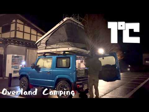 Car camping in snow with rooftop tent on jimny [with subtitles]