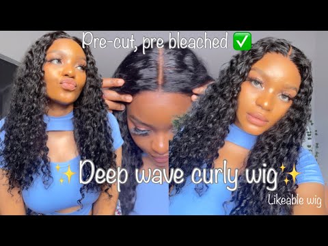 *Easy install* New Pre-cut deep wave wig😍| Wear and go✨30 seconds install, no spray ft likeable wig