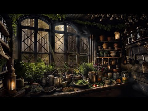 COZY COTTAGE KITCHEN IN THE WOODS-SPRING TIME-SOFT RAIN STORM AMBIENCE-SOOTHING-GREAT FOR SLEEP